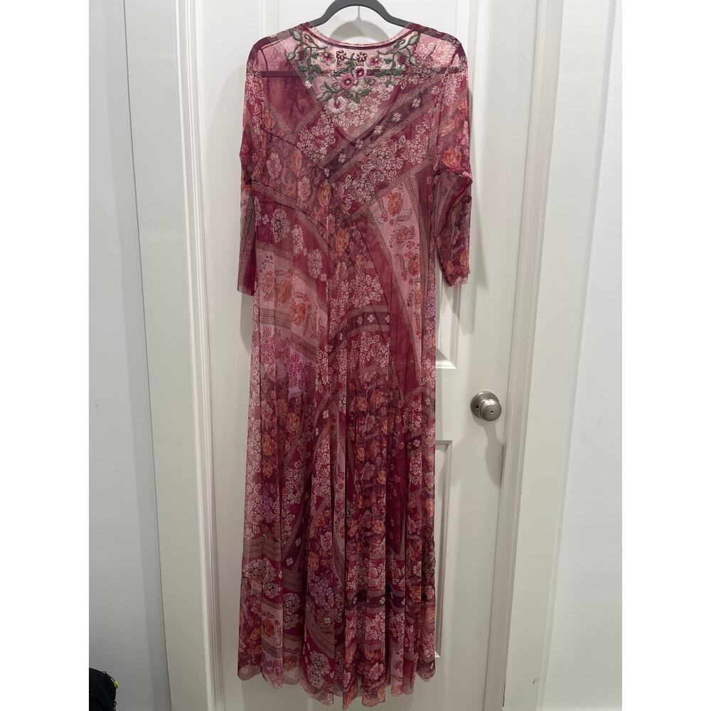 Johnny Was Cardinal Mesh Long Sleeve Embroidered Dress Sz M - Picture 11 of 13